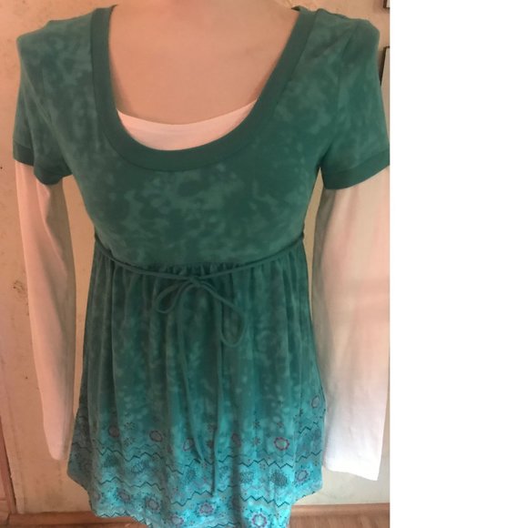 So Green White Knit Tunic Top Size M - Picture 2 of 6